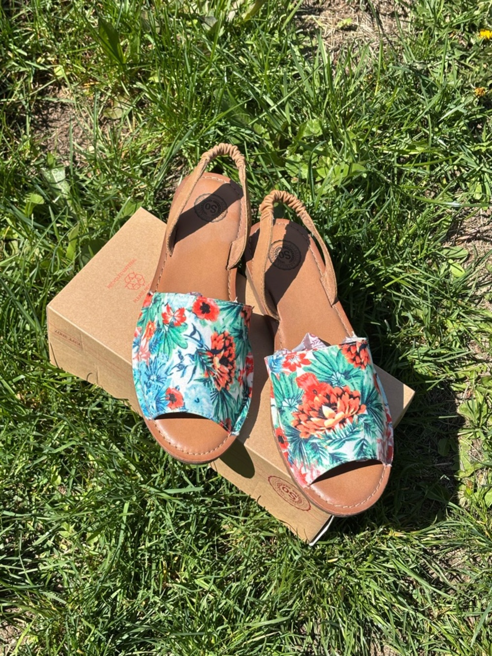 American Vintage Floral Multicolor Braided Slingback Sandals